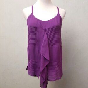 Madison Marcus Pintucked Ruffled 100% Silk top women's size Small (M9)
